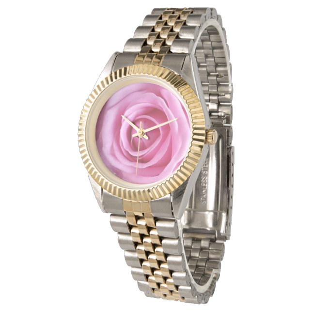 Romantische Liebe Sweet Soft Pink Rose Blume Beoba Armbanduhr (Schrägansicht)