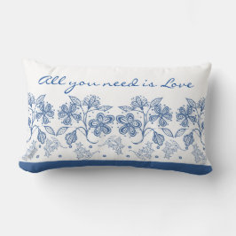 Romantische Liebe Text Indidiga Blauer Blumenstrau Lendenkissen