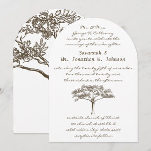 Romantische Liebe Tree Initials in Trunk Wedding Einladung