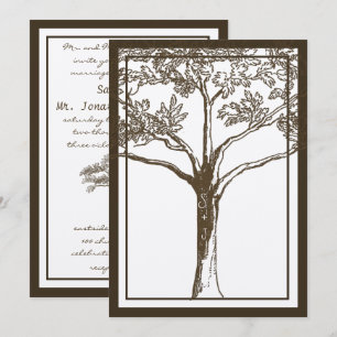 Romantische Liebe Tree Initials in Trunk Wedding Einladung