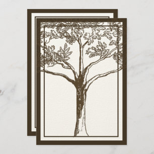 Romantische Liebe Tree Initials in Trunk Wedding Einladung