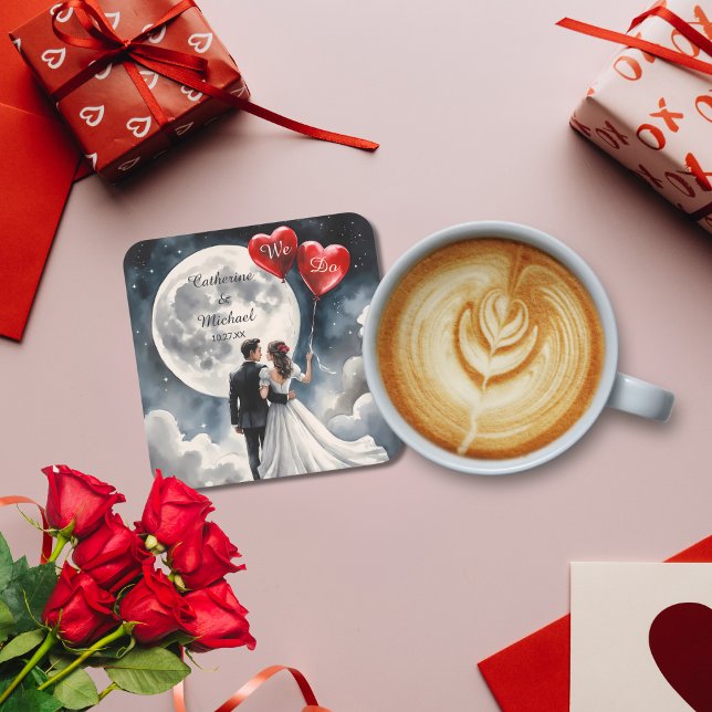 Romantische Liebe über Cloud Nine Märchenhochzeit Rechteckiger Pappuntersetzer (Von Creator hochgeladen)