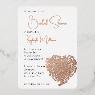 Romantische Liebe Worte Herz Brautparty Folieneinladung