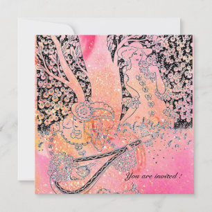 ROMANTISCHE LIEBER, ROMANCE IN PINK FUCHSIA GLITZE EINLADUNG