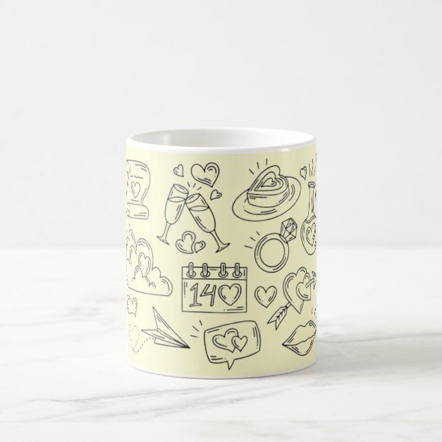 Romantische Liebes-Doodle-Illustration Kaffeetasse (Mittel)