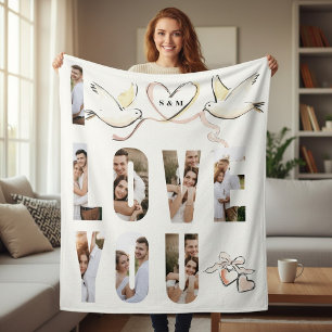 Romantische Liebes-Fotocollage-Fleece-Decke Fleecedecke