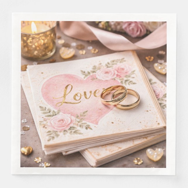 Romantische Liebes-Hochzeitsthematik-Papiertücher- Serviette (Vorderseite)