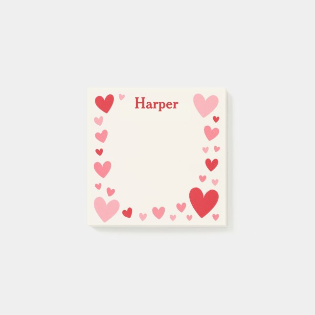 Romantische Liebes-Notizzettel mit personalisierte Post-it Klebezettel (Vorderseite)