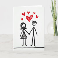 Romantische Liebes-Strichmännchen-Karte