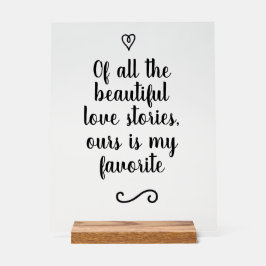 Romantische Liebesgeschichte Kalligrafie Hochzeit Acrylschild