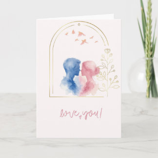 Romantische Liebeskarte mit Paar im Aquarell-Stil  Karte