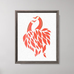 Romantische Liebesvögel Feng Shui Kunst - Rotes Pa Leinwanddruck