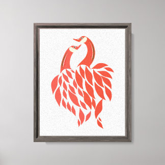 Romantische Liebesvögel Feng Shui Kunst - Rotes Pa Leinwanddruck
