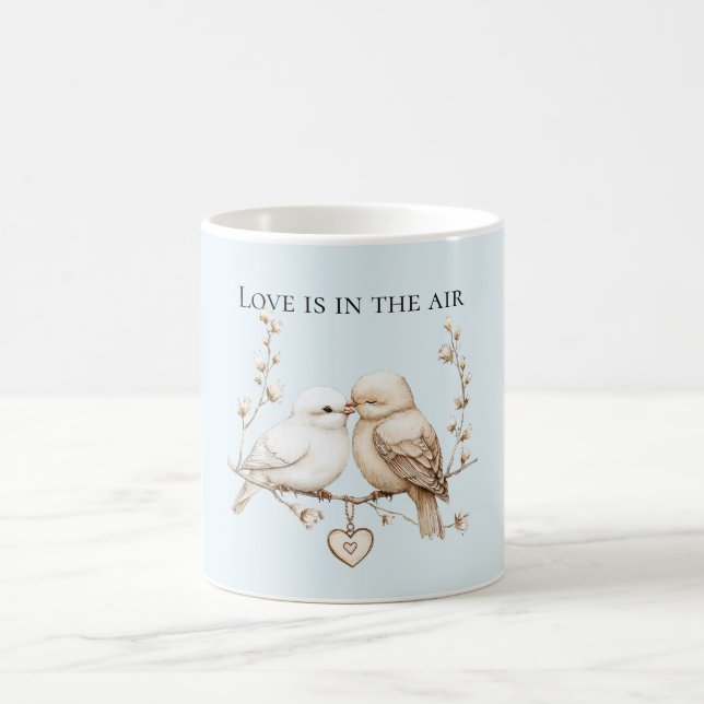 Romantische Liebesvögel Herz  Kaffeetasse (Mittel)
