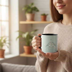 Romantische Liebesvögel Wasserfarben-Kombitasse - Tasse