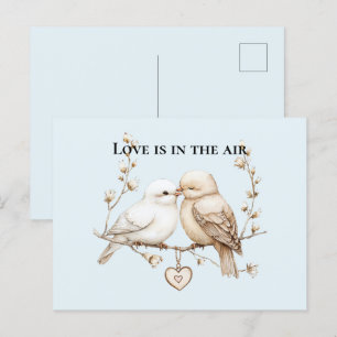 Romantische Liebesvögel Wolkenherz Postkarte