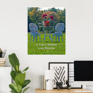 Romantische Liebeswiese Garten Tisch Blumen Poster