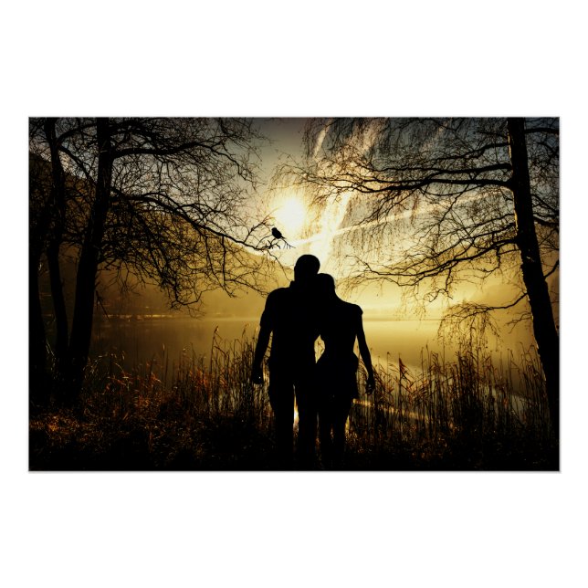 Romantische Liebhaber Silhouette bei Sonnenunterga Poster (Vorderseite)