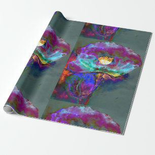 Romantische lila aquamarine Blume Geschenkpapier