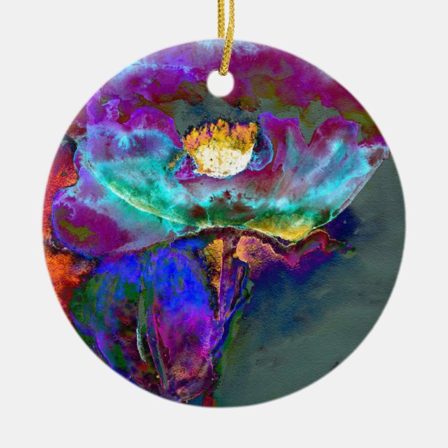 Romantische lila aquamarine Blume Keramikornament (Vorne)