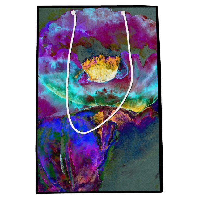 Romantische lila aquamarine Blume Mittlere Geschenktüte (Vorderseite)