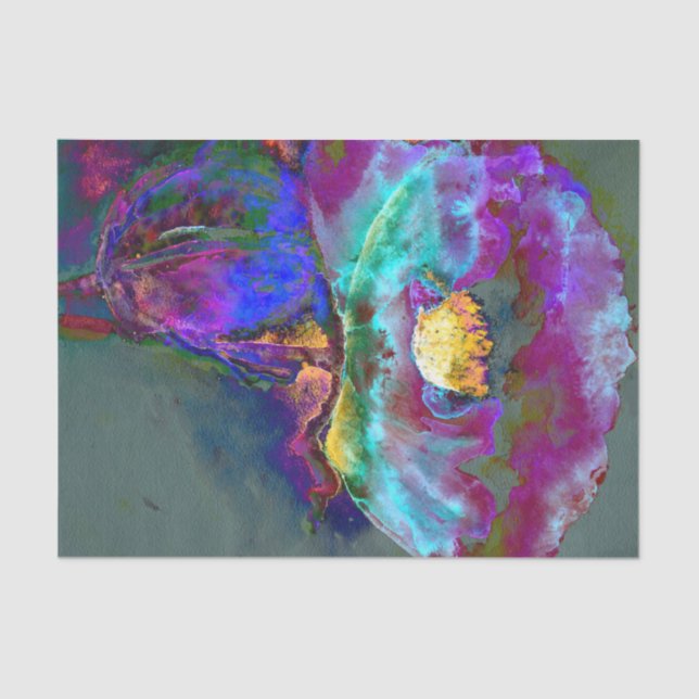 Romantische lila aquamarine Blume Seidenpapier (Vorderseite)