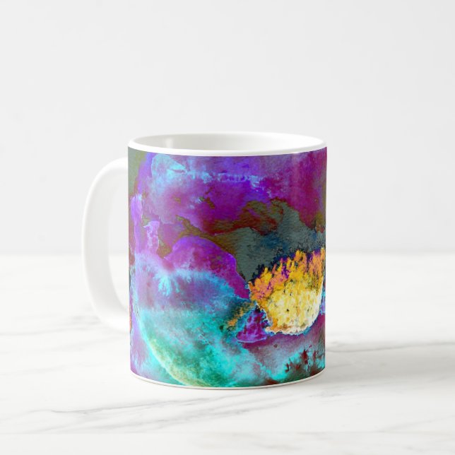 Romantische lila aquamarine Blume Tasse (Vorderseite Links)
