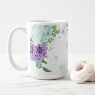 romantische lila blaue Blumen Grün Kaffeetasse