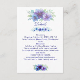 Romantische Lila Blaue Botanische Wasserfarbenhoch Begleitkarte