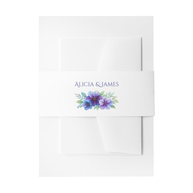 Romantische Lila Blaue Botanische Wasserfarbenhoch Einladungsbanderole (Vorderseite Beispiel)