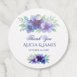 Romantische Lila Blaue Botanische Wasserfarbenhoch Geschenkanhänger