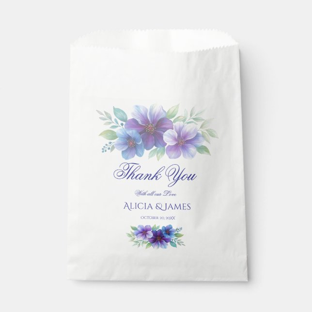 Romantische Lila Blaue Botanische Wasserfarbenhoch Geschenktütchen (Vorderseite)