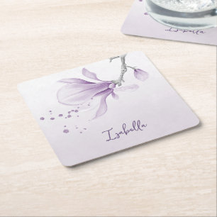 romantische lila Blumen botanische Hochzeit Rechteckiger Pappuntersetzer