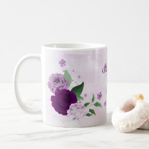 Romantische lila Blumen Grün  Kaffeetasse