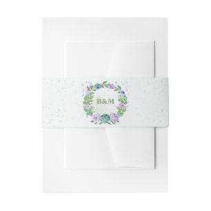 romantische lila Blumen Grüne Hochzeit Einladungsbanderole
