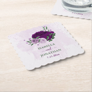 Romantische lila Blumen Grüne Hochzeit Untersetzer