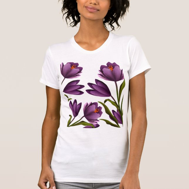 Romantische lila Blumengärten T-Shirt (Vorderseite)