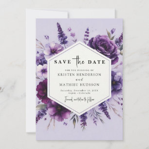 Romantische Lila Blumenhochzeit Save The Date