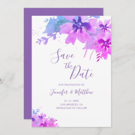 Romantische Lila Blumenhochzeit Sichern Sie die Da Save The Date