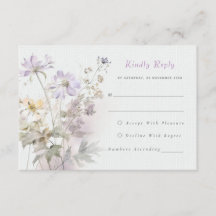 Romantische lila blumenWedding RSVP Card