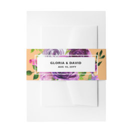 Romantische Lila Blüteneinladung Bauchband Einladungsbanderole