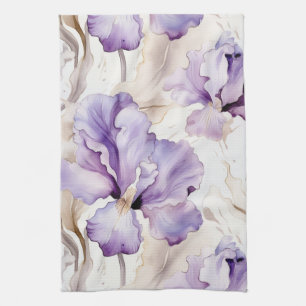Romantische Lila Creme Iris Brautparty Geschirrtuch