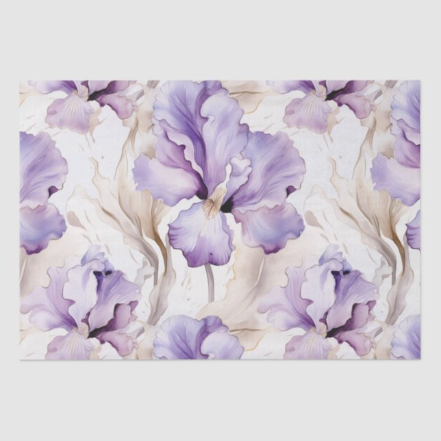 Romantische Lila Creme Iris Brautparty Seidenpapier (Vorderseite)