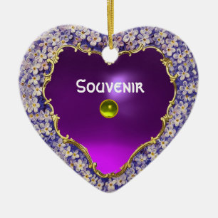ROMANTISCHE LILA HERZ-FOTO-SCHABLONE KERAMIKORNAMENT