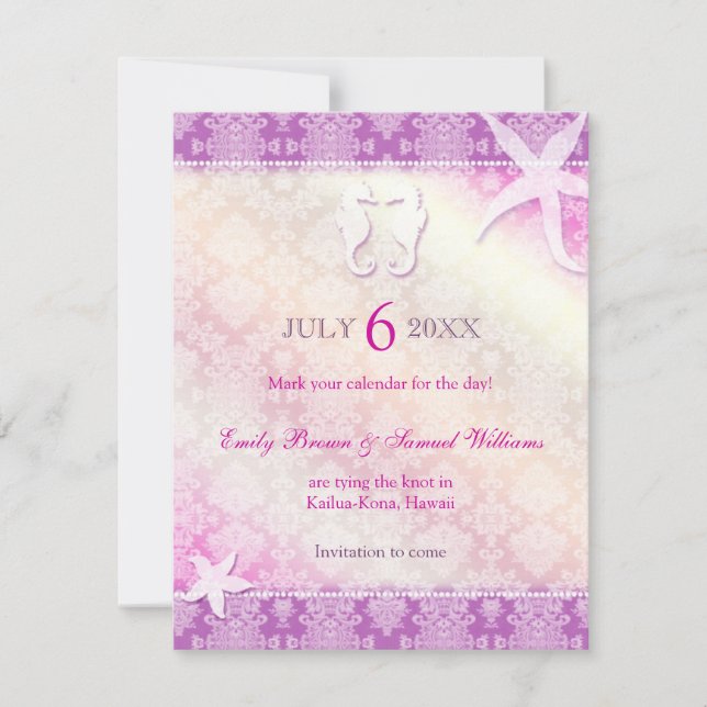 Romantische Lila Hochzeit Save the Date (Vorderseite)