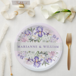 Romantische Lila Hochzeiten von Iris und Peonies Pappteller