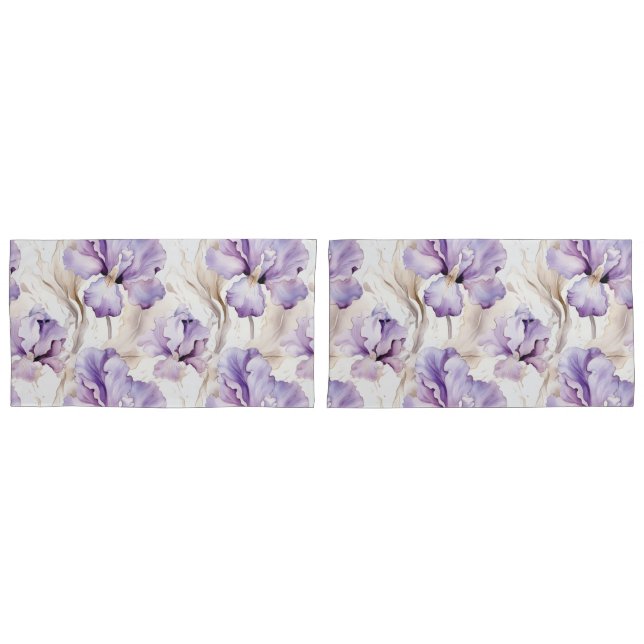 Romantische Lila Iris Floral Kissenbezug (Vorderseite-Set)