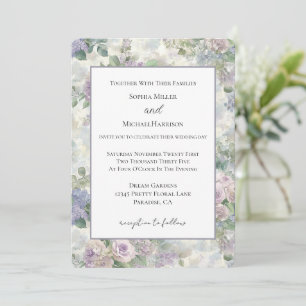 Romantische lila Lavendel-Blumenhochzeit Einladung