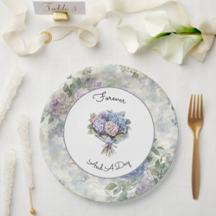 Romantische lila Lavendel-Blumenhochzeit Pappteller