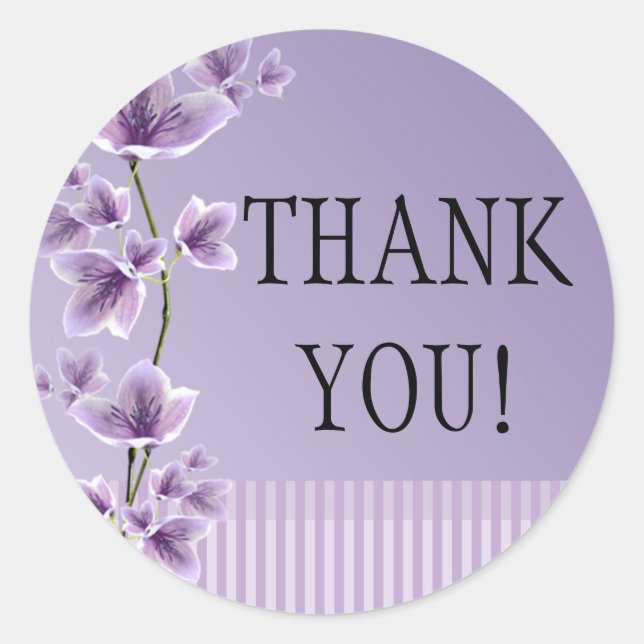 Romantische Lila Lilac Floral Danke Stickers (Vorderseite)